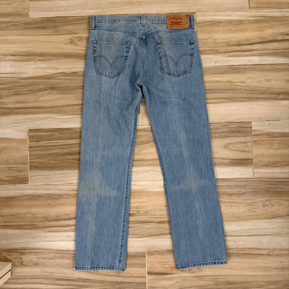Vintage Y2K Levis 501 Original Fit Straight‎ Leg Light Wash Jeans Mens 34x32